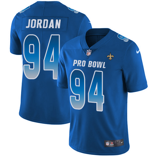 Nike Saints #94 Cameron Jordan Royal Men's Stitched NFL Limited NFC 2018 Pro Bowl Jersey - Click Image to Close